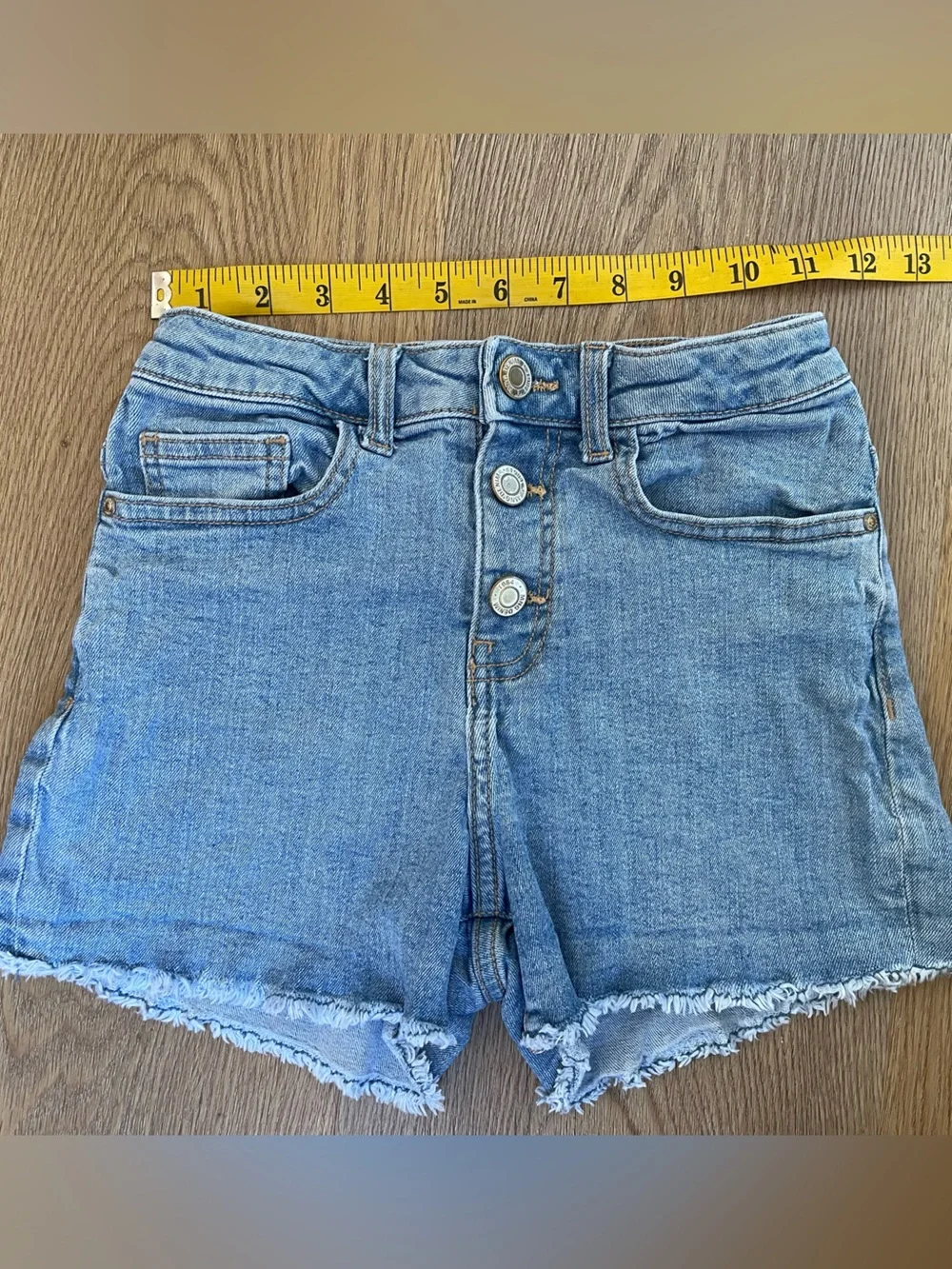 Mango Light Blue Denim Girls' Frayed Hem Shorts